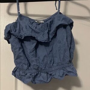 Stylish Blue Ruffled Crop Top